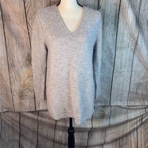 J. Jill Soft Heathered Beige V-Neck Sweater